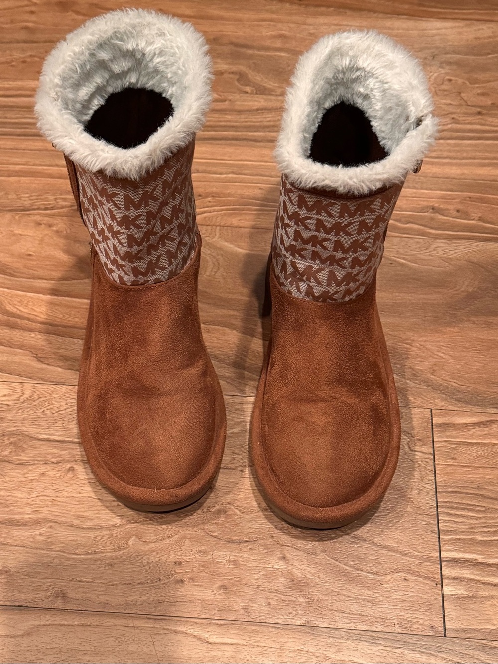 MICHAEL Michael Kors Chestnut Suede Logo Cuff Faux-Shearling Ankle Boots